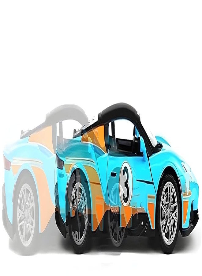 Gemcza 1:22 Sports Car Die Cast Scale Model Dsiplay Car with Opening Doors Music and Lights | Made of Metal Toy Vehicle for Kids, Adults, Collectors - Blue - Image 3
